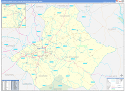 Athens-Clarke County Metro Area Wall Map Basic Style 2024